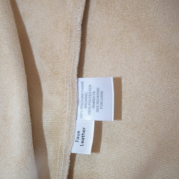 Faux Leather Puff Sleeve Button Front Top in Bone - Picture 9 of 12